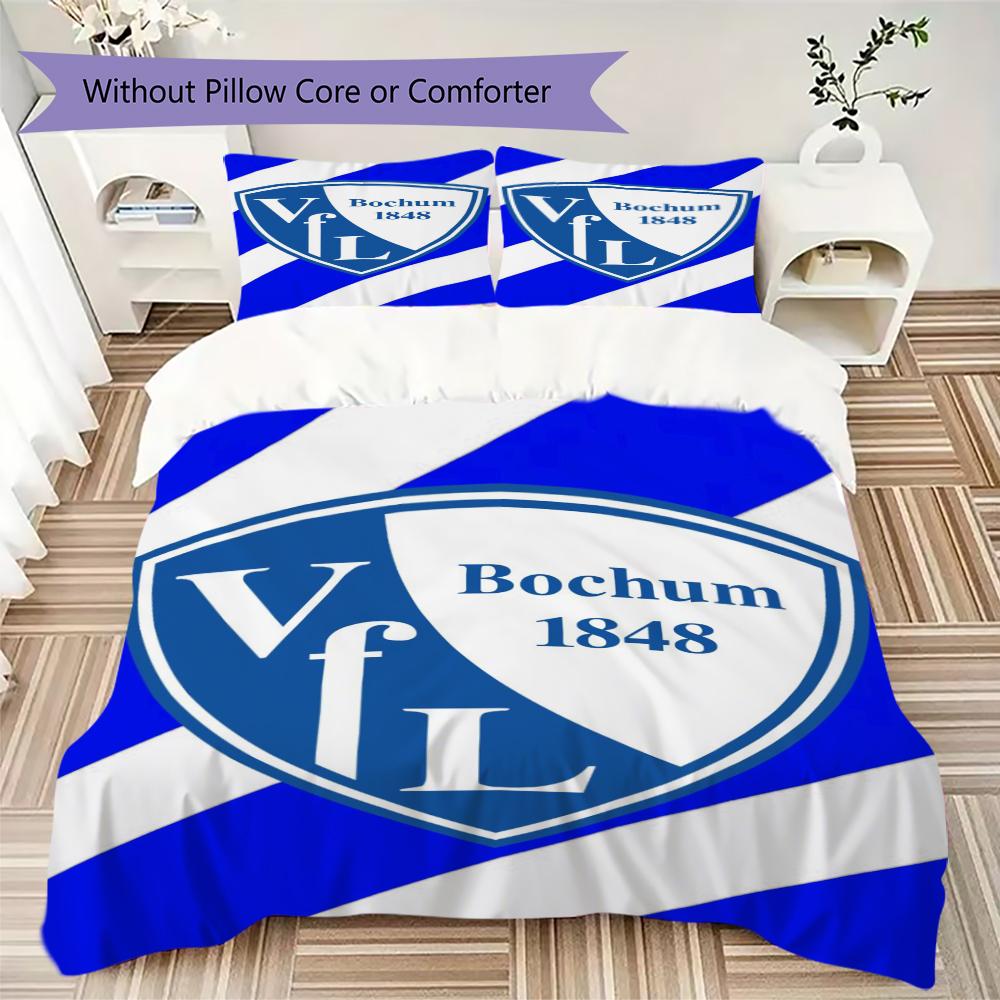 VfL Bochum 1848 Σετ κλινοσκεπασμάτων με μοτίβο uilt, κάλυμμα uilt, μαξιλαροθήκη, διακόσμηση σπιτιού, δώρο γενεθλίων (1 * παπλωματοθήκη + 2 * μαξιλαροθήκη χωρίς πυρήνα)98