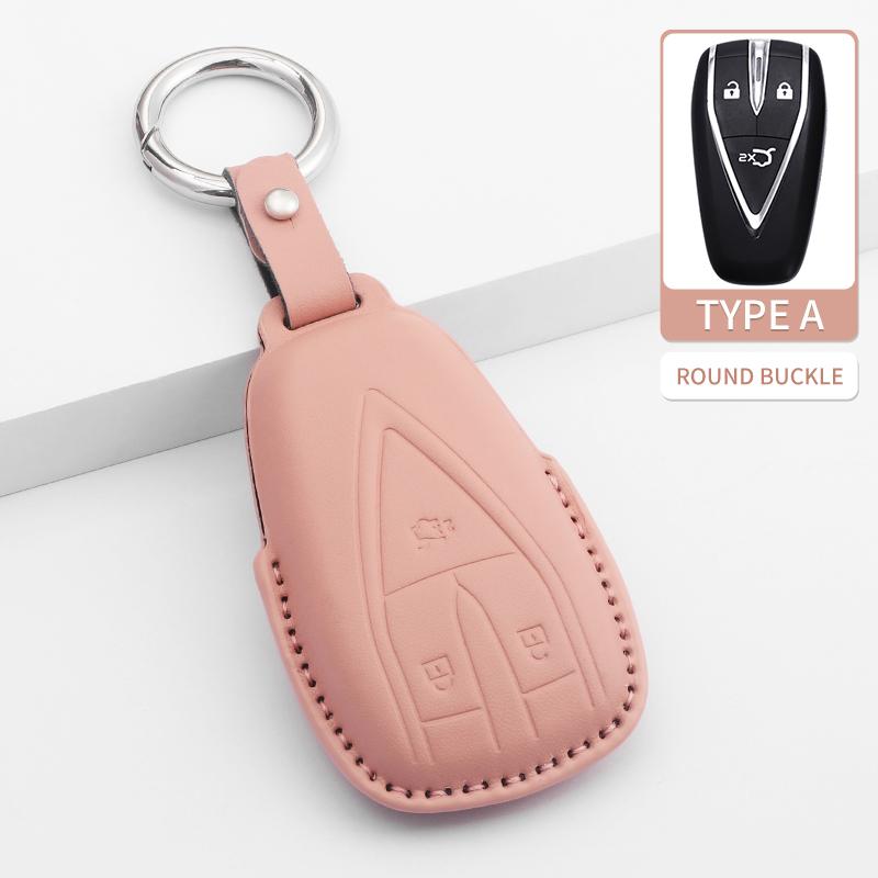 Leather Car Remote Key Cover Accessories For Changan CS35PLUS CS55 PLUS CS75 PLUS Eado UNI-T UNI K Oushang X5 X7 EV 2019-2022