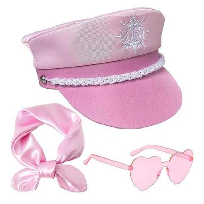 3Pcs Yacht Captain Sailors Costume Heart Sunglasses Scarf Captain Hat Accessories Set for Halloween Party Cosplay Props