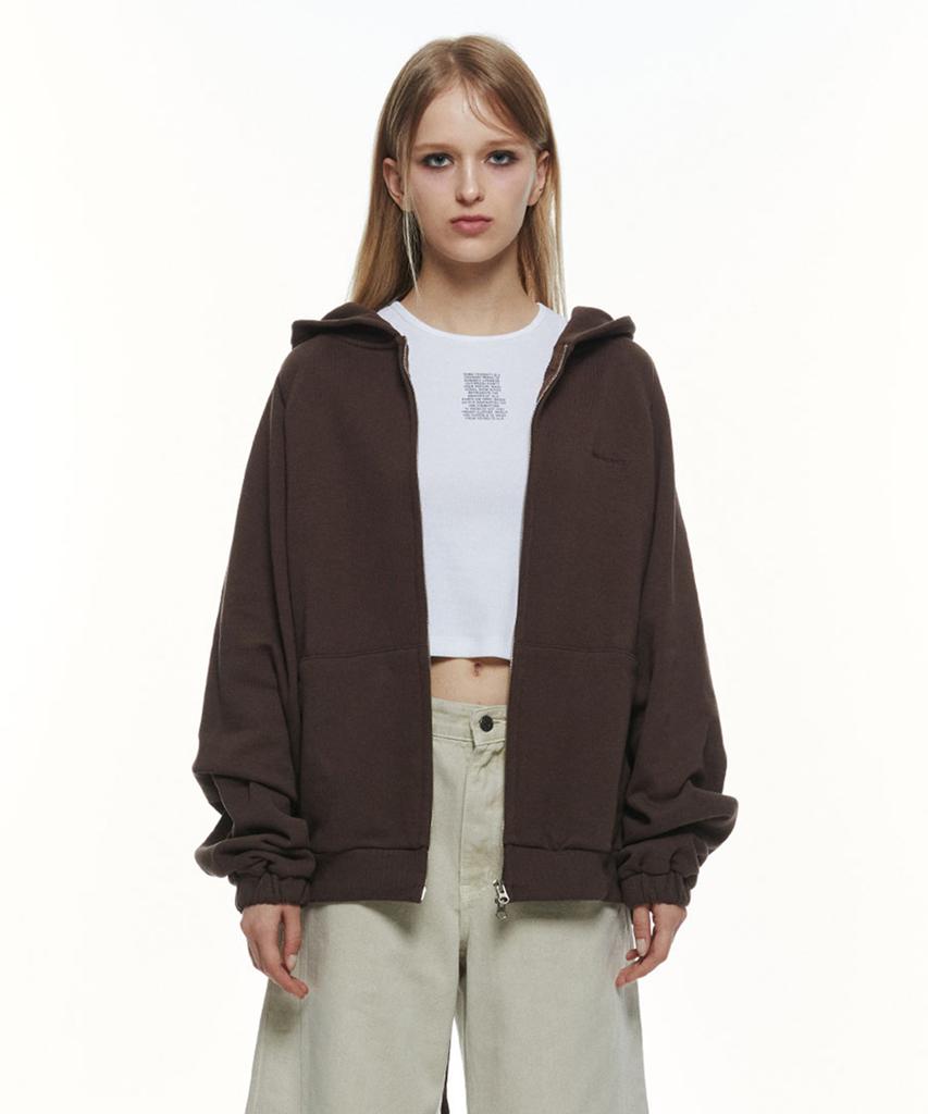 Three To Eighty Overfit Hood Zip-Up (Brown)