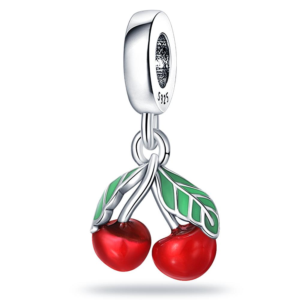 925 Silver Color Strawberry Cherry Avocado Fruit Charms Beads Fit Qikaola 925 Bracelets Fine DIY Birthday Jewelry