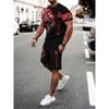Atmungsaktives lässiges Sportset für Herren, Sommer 3D-bedrucktes Outfit für Erwachsene mit T-Shirt und Shorts