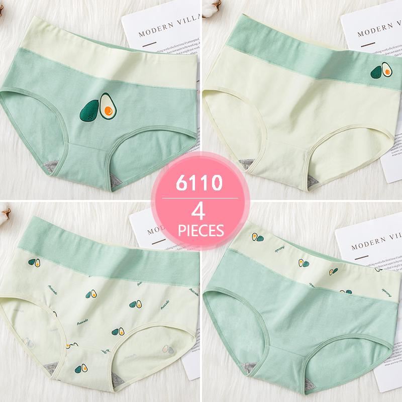 4 stuks / pak! Dames zacht slipje hoge taille slips effen ademend ondergoed