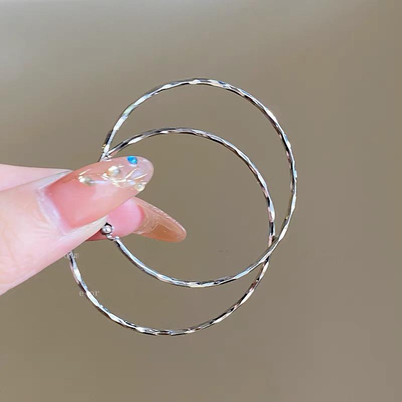 Metal Double-layer Hoop Earrings for Women, Light Luxury, High-end, Temperament, Large Earrings, Circle Earrings, Plain Hoop Earrings, Ear Buckles