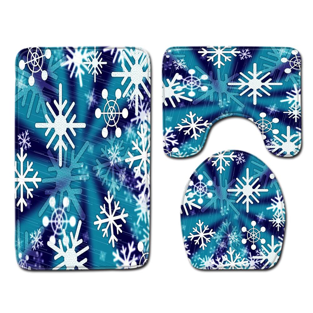Christmas Bathroom Floor Mat Toilet Three-Piece Set