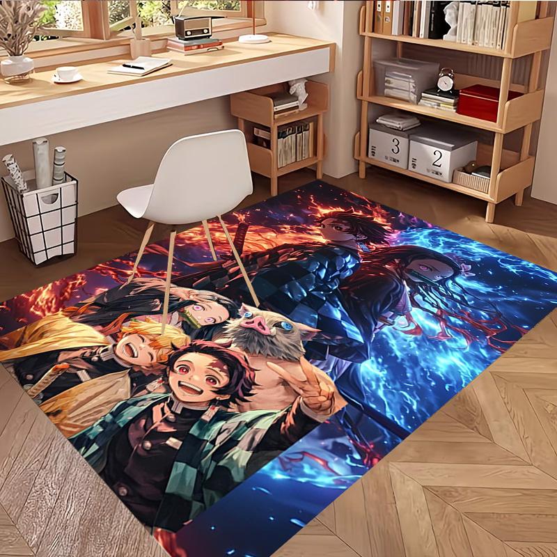 Demon Slayer Print Rug, Washable Floor Carpet, For Entryway Dorm Laundry Room Office Study, Home Decor Birthday Christmas Gift