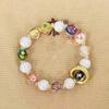 Multi-color Ceramic Beads Bracelet with Gold Foil and Ash Glaze - Gray & Pink Luck Charm from Panjiayuan Scenic Area