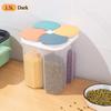 Kitchen Cereals Storage Box Plastic 4 Grids Cereals Sealed Jar Food Container Moisture-proof Grain Tank Keep Fresh Box