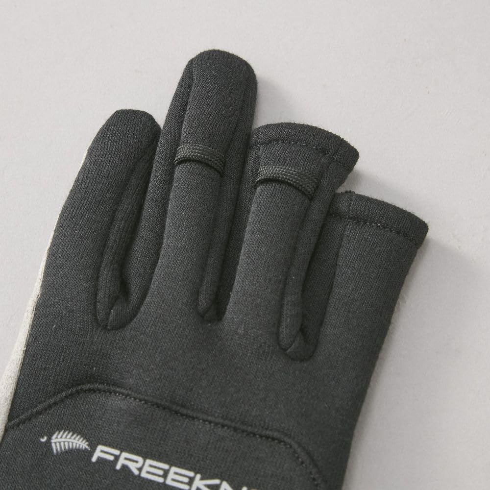 FREE KNOT Photonic Fouron Sheepback Gloves, 3-Piece Cut, Medium, Black, Y4622-M-90