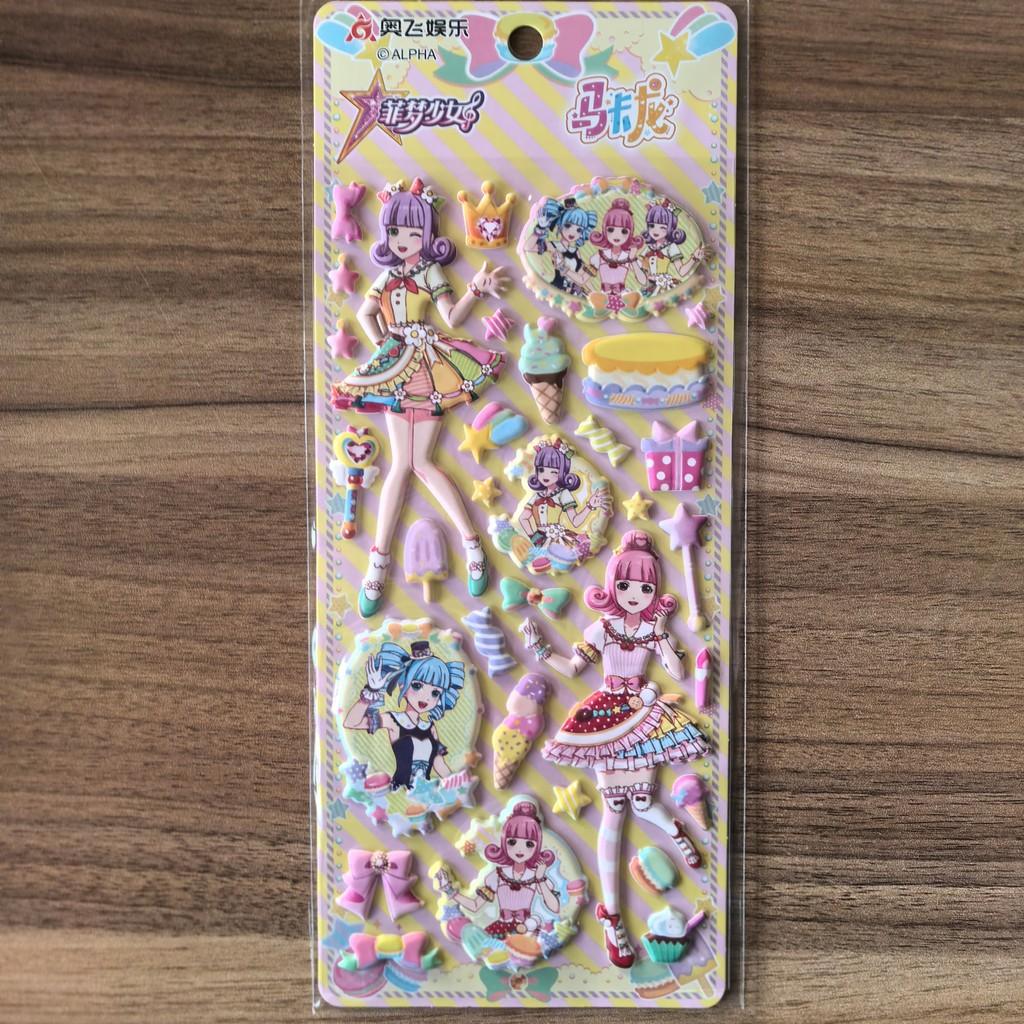 4 Sheets Feimeng Girls 3D Stickers Cartoon Anime Character Decals for DIY Crafts Notebooks Gift Decor BulingBulingStickers Store