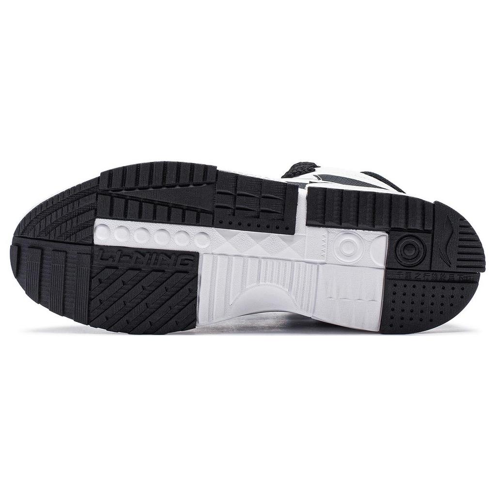 Li Ning Mileage Slip Resistant Abrasion Resistant Mid Top Skateboard Shoes Men's White Black AGCT283-4