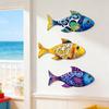 3 Pcs Wooden Fish Wall Decor Beach Lake House Wall Hanging Decoration Ocean Coastal Theme Wall Sculpture for Nautical Bathroom Bedroom Decor