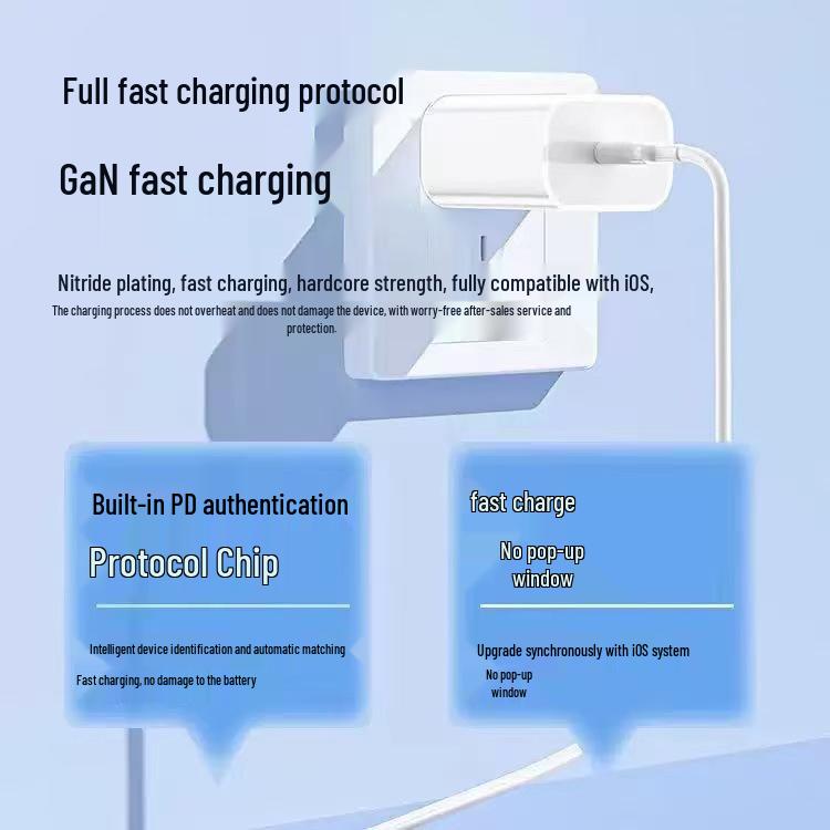 PD 30W Charger Head & Dual Type-C Braided Cable Fast Charging Set, Compatible with Apple 15, 3C Certified.
