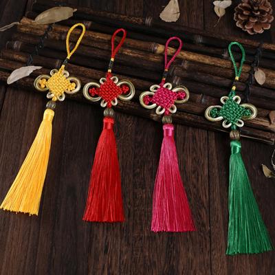 2 szt. Chiński węzeł frędzle dekoracja ręcznie pomyślny amulet na szczęście dom latarnia samochodowa wisząca ozdoba z frędzlami prezent na nowy rok