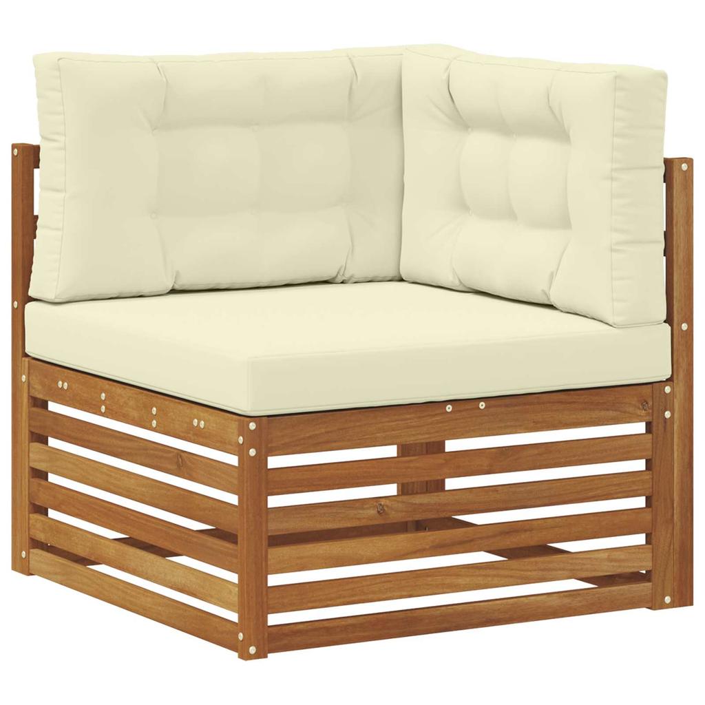 Outdoor Sofa Set 10 Pcs Natural & Cream Solid Acacia Wood