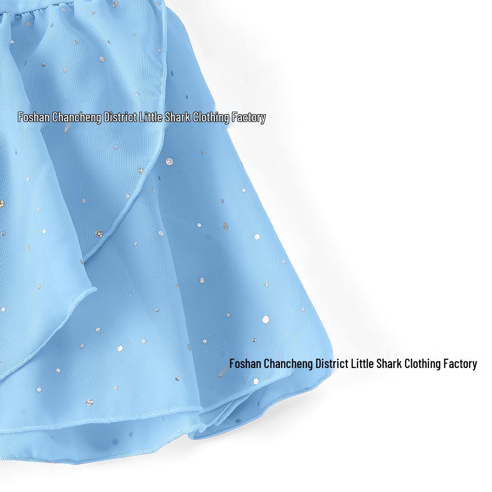 Kids' Chiffon Sequin Dance Dress with Criss-cross Back Straps for Ballet and Gymnastics