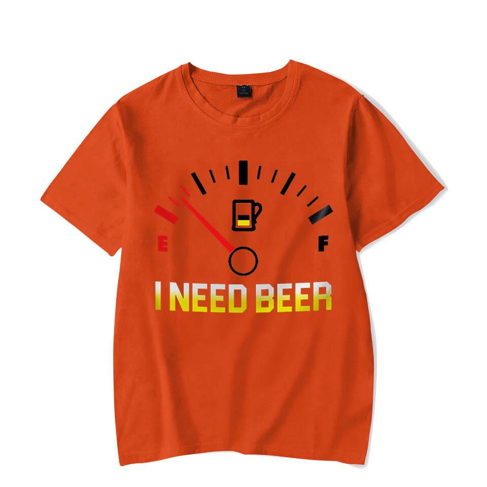 Funny I Need Beer Print Tshirt Summer Fashion Casual Short Sleeve Round Neck Tops Mens T-shirts