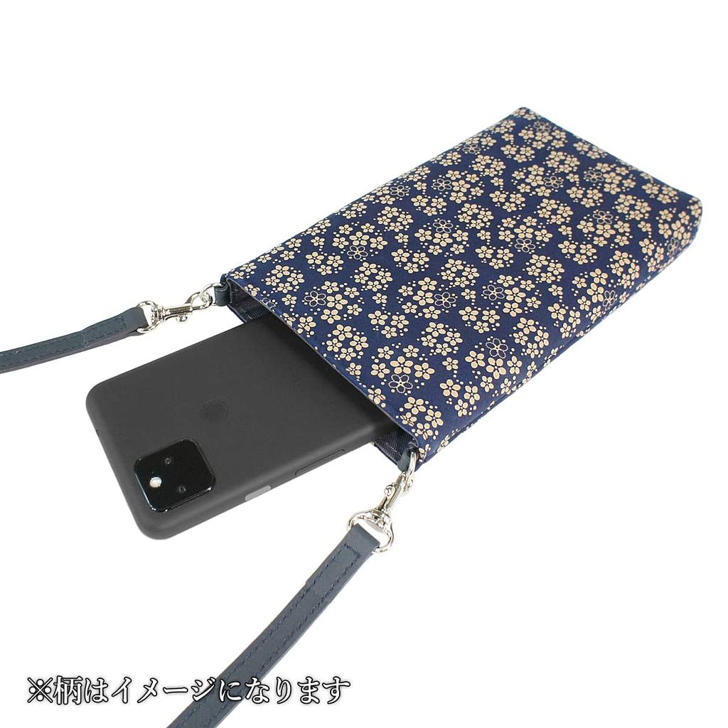Indenya Inden Sacoche Smartphone Pochette Smartphone Case Crossbody Deerskin Red X White Lacquer Hydrangea Pattern 5029-13-174