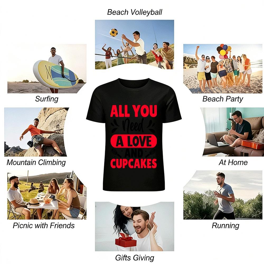 All You Need Is Love And Cupcakes Graphic Tee Pure cotton T-shirt