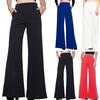Damesmode met hoge taille, effen, losse, brede lange broek, vloeiende palazzobroek