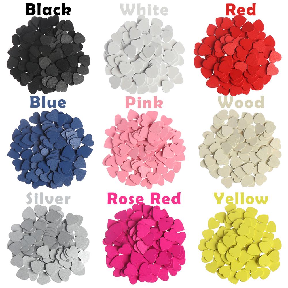 Wedding Ornaments Party Decor Wall Sticker Wood Crafts Hearts Shaped Wooden Chips Confetti Slices