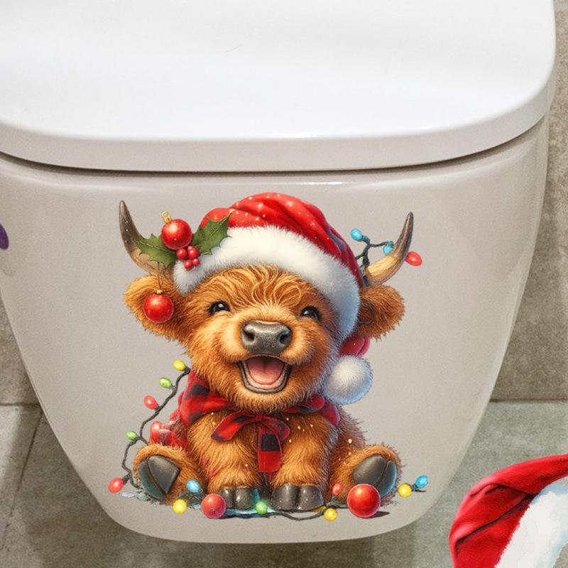 Süßer Kuh-Selbstklebe-Toilettenaufkleber - Kreative Badezimmerdekoration