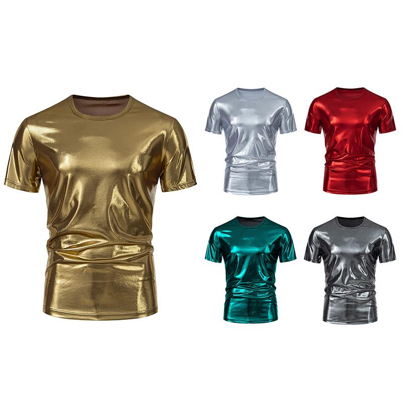 2024 Summer European-Size Men's Casual Shiny Short-Sleeve T-shirt