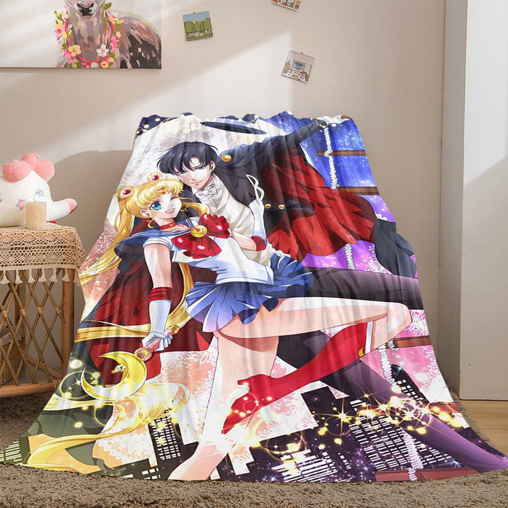 Japanese Anime Cute Cartoon Theme Sailor Moon Tsukino Usagi Blanket Suitable for Home Beds, Sofa Covers, Office Nap, Outdoor Warm Blankets O15