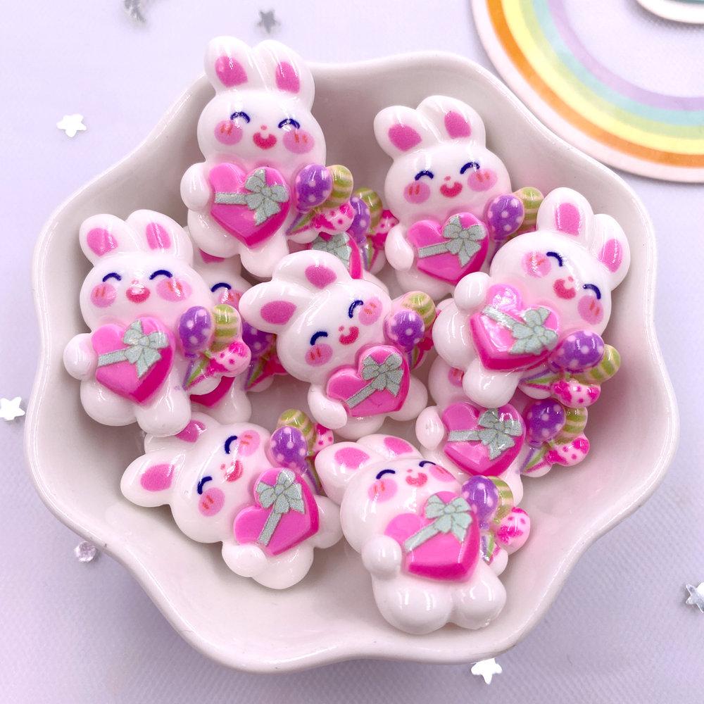 10 STuks Hars Kleurrijke Konijn Lolly Cadeaubox Katten Beer Taart Hond Platte Achterkant Beeldjes Scrapbooks DIY Strik Decor Accessoires Knutsel