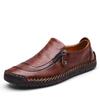 Men's Casual Leather Shoes - Large Size, Handmade Retro Zipper Design, Spring/Autumn Collection