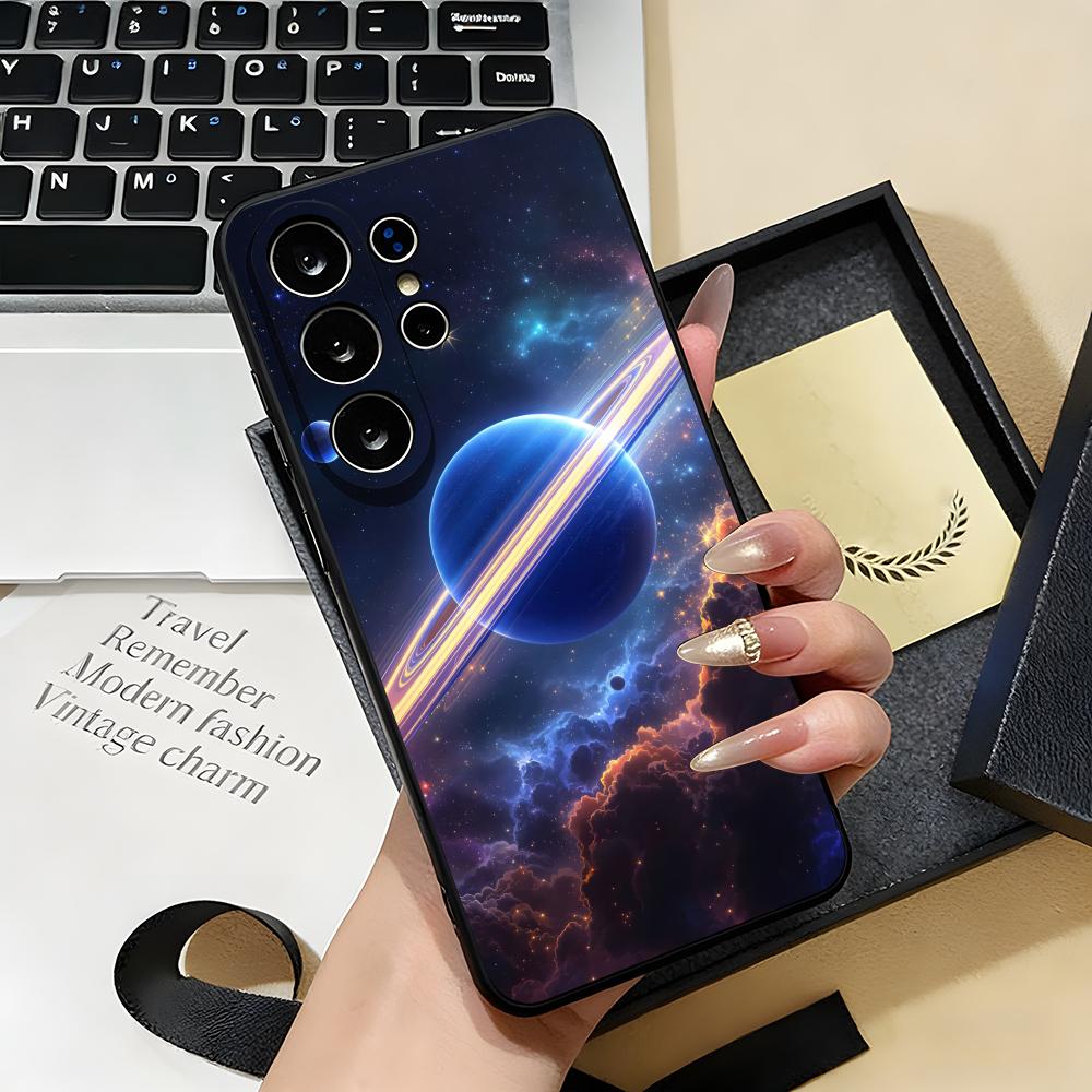 Space Planet Phone Case For Samsung S26 S25 S24 FE S23 S22 S21 Plus S20 Ultra Note20Ultra Black Soft Shell