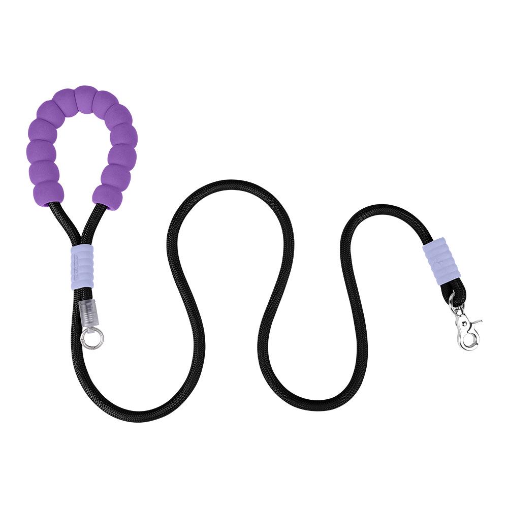Dopamine-Colored Dog Leash: Comfortable Foam Grip, Poop Bag Holder, Wear-Resistant for Hiking