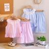 Girls' Sleeveless Lace Collar Summer Outfit - Solid Color Trendy Style 2026