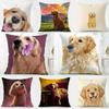 GGolden Retriever Cushion Cover Washable Linen Pillowcase Soft  for Daily Sofa Bed Home Room Decor