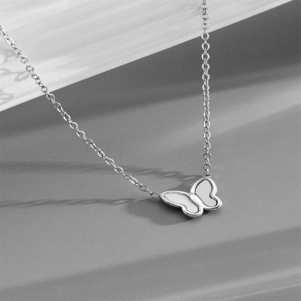 Layered Butterfly Pendant Necklace Fashion Stainless Steel Choker Tarnish Free Necklace  Evening