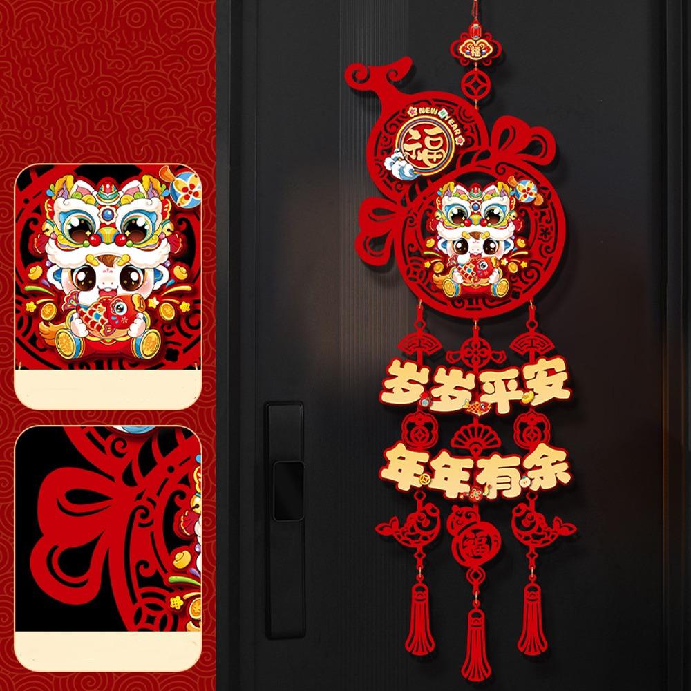 2026 Horse Year Fortune Character Pendant Flocking 3D Traditional Chinese New Year Ornament Nonwovens Hanging Tassels