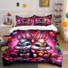 Cute Rabbits With Colorful Heart Print Bedding Set 1 Duvet Cover 2 Pillowcases For Adult And Children Luxury Gift Full Size