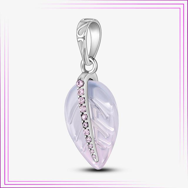 Ciondolo Cuore Fiore Argento Sterling 925 Rosa Fenicottero Palloncino Perline Gatto Car in Argento di Legge Per Nuovo Bracciale