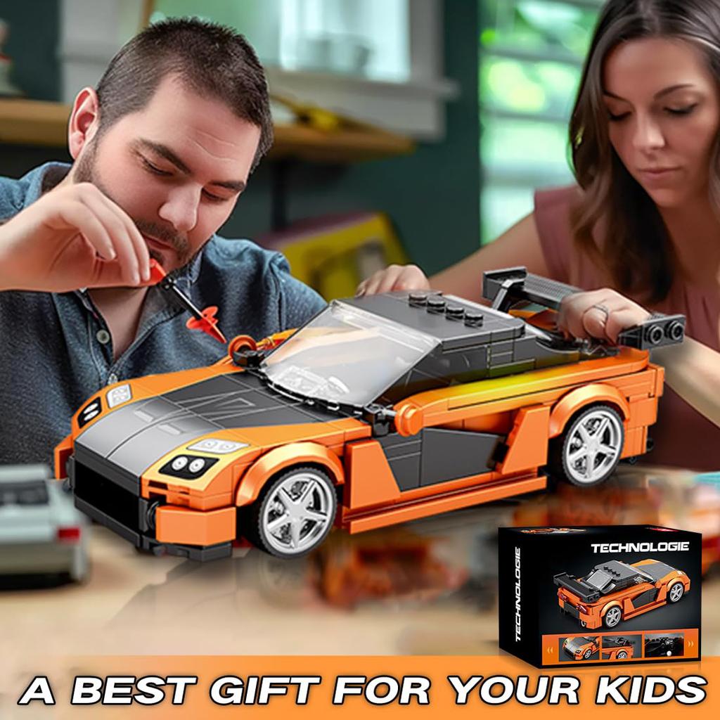 367PCS Orange Sports Car Building Block Creative City Vehicle Classic Car Model Bricks Desktop Display Kids Toys Holiday Gifts