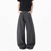 Old Money Stil schwarze Karohose Herren und Damen Herbst Trendmarke vertikale Säbel-Weitbein-Hose locker und vielseitig lässige Bodenlange Hose