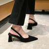 Mode Zwarte Sandalen Dames Zomer Nieuwe Mode Dames Sandalen Puntige Pumps Dames Schoenen Kantoor Kleding Schoenen Sexy Vierkante Hak Hoge Schoenen