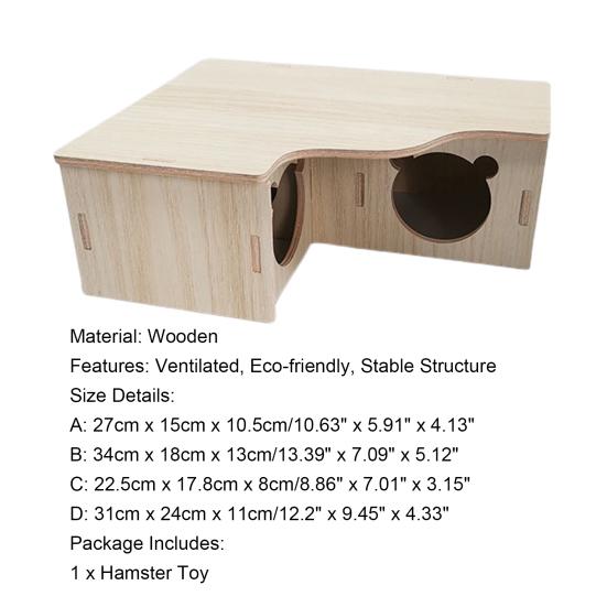 Yousheng Hamster House Climbing Ladder Natural Wood Multi-Room Hut Rat Hideout House Small Pet Nest Cage Accessories