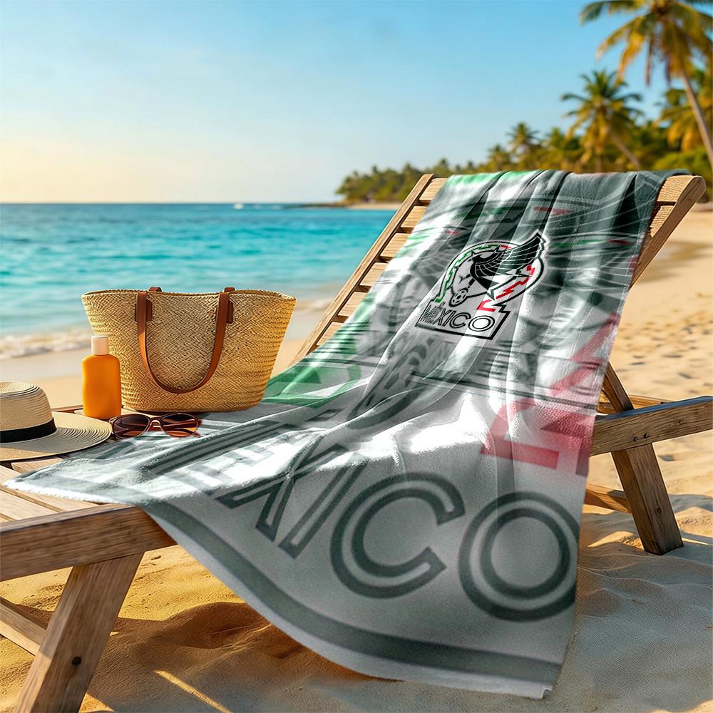 Mexico Logo Beach Towel Quick-Dry Soft Microfiber Comfortable Lightweight Perfect for Traveling Yoga Camping and Swimming
