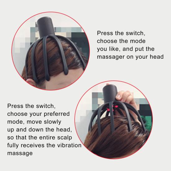 Electric Octopus Head Massager Deep Scalp Massage 3 Modes Vibrating Head Massager