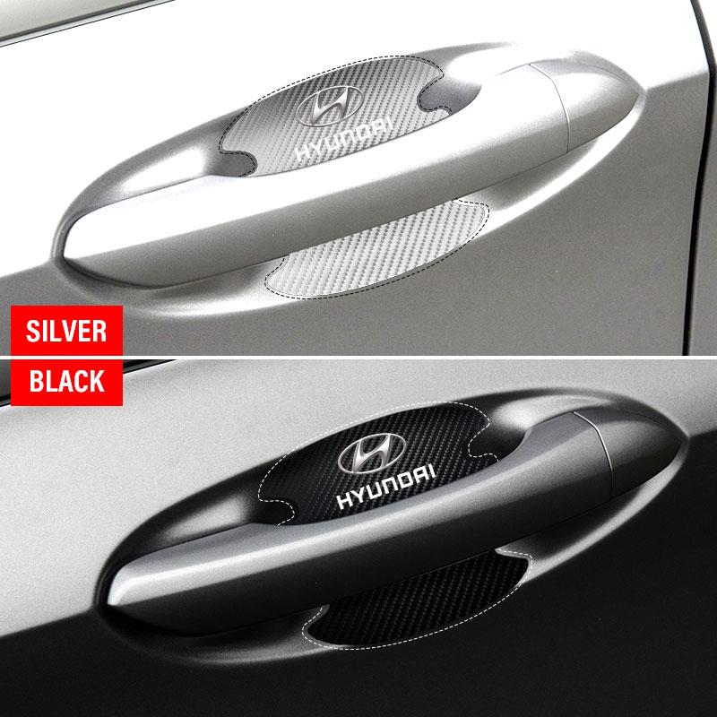 4PCS Car Door Handle Protection Sticker Emblem Car Decoration Styling For Hyundai I30 Tucson Veloster Kona I10 I35 Elantra Santa Fe Gadget