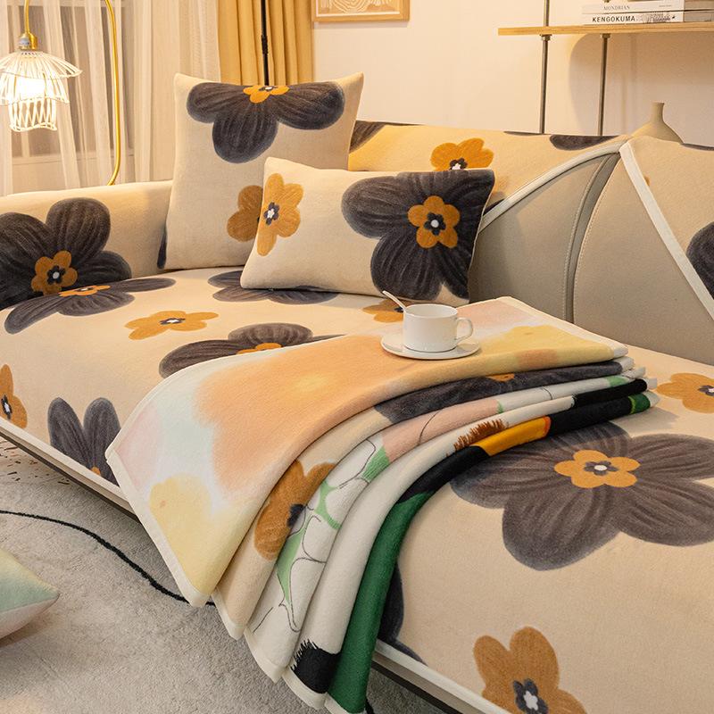 Cuscino per divano in fibra di latte Stile carino Universale per quattro stagioni Cuscino antiscivolo Copridivano invernale in peluche nordico Panno di copertura