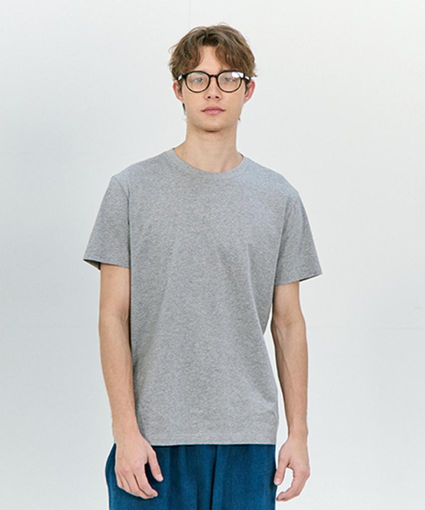 BASIC HOUSE [2Pack] 30S Cotton Regular Fit Round Plain Short Sleeve T-Shirt 2 Pack (6 Colors) Lats0126 (B Type)