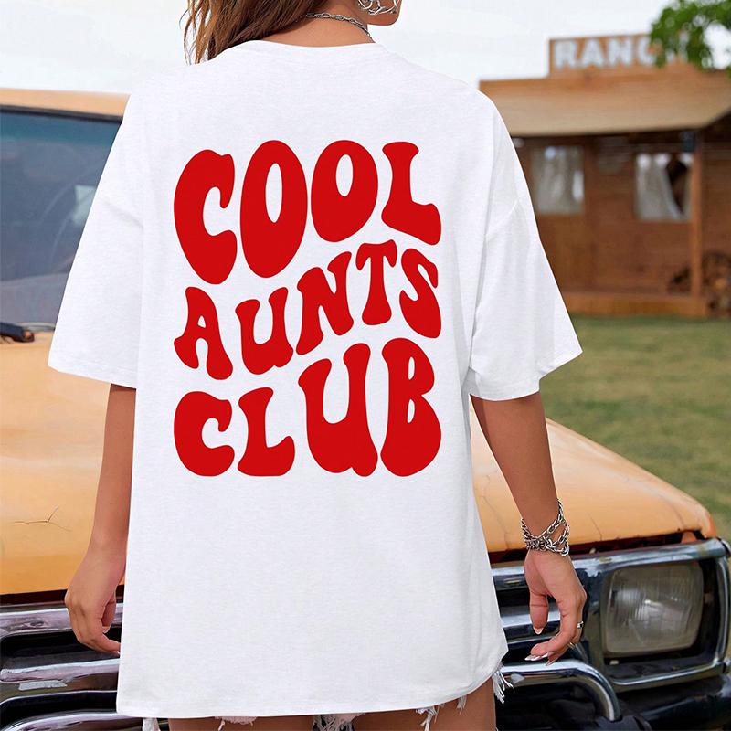 Cool Aunts Club Röd Letter Mönster Skjorta Dam Street Casual T-shirt Hip Hop Bomull Tee Kläder Sommar Andas Kort ärm