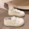 Hässlich süße großer Kopf vielseitige Klettverschluss-Plateau weiße Schuhe Damen 2024 Frühling neue weiße Canvas-Schuhe Freizeitschuhe