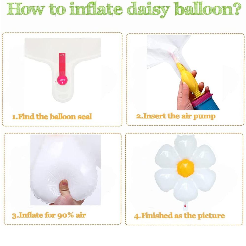 Gänseblümchen-Luftballons, riesige weiße Blumen-Gänseblümchen-Folien-Mylar-Luftballons, Boho-Dekorationen